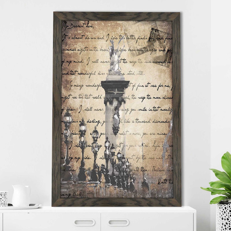 Vintage Paris 3 In sépia (vertical) par By Jodi - impression, Cadre chocolat patiné, H 49,5 po x l 33,5 po x P 1 po