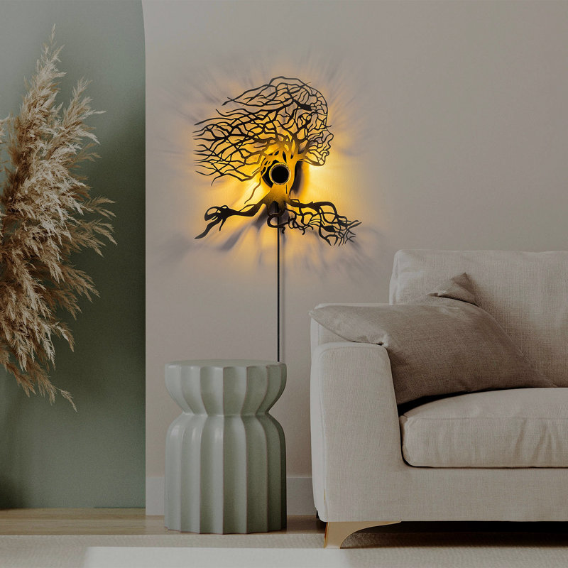 Lampe murale moderne noire 19,0 po x 19,3 po x 3,5 po | Fabrication 100% métal, 40 W | Interrupteur marche / arrêt, câble de 78,7 pouces | Conception polyvalente enfichable, indice de protection IP20 | Parfait pour la maison, le bureau et les espaces d