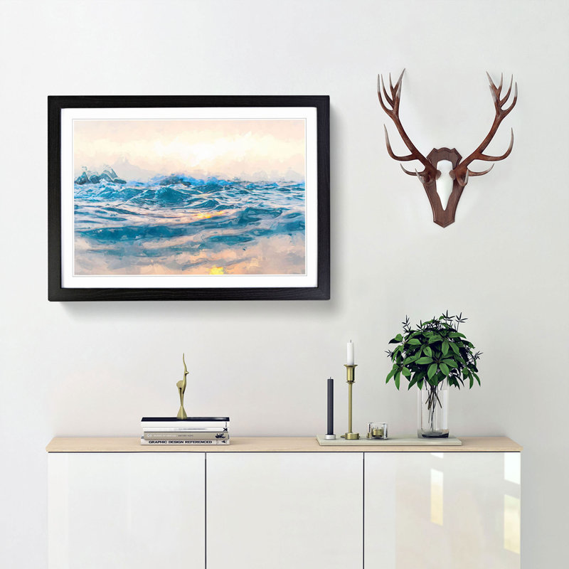 Kavourotrypes Beach in Greece in Abstract - Framed Print, Black, 50cm H x 76cm W x 2cm D