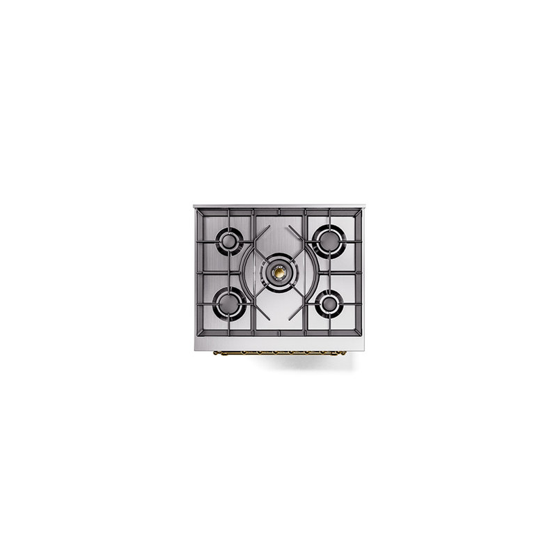 ILVE Nostalgie II 30 in Dual Fuel Range, Stainless Steel/Brass, Liquid Propane