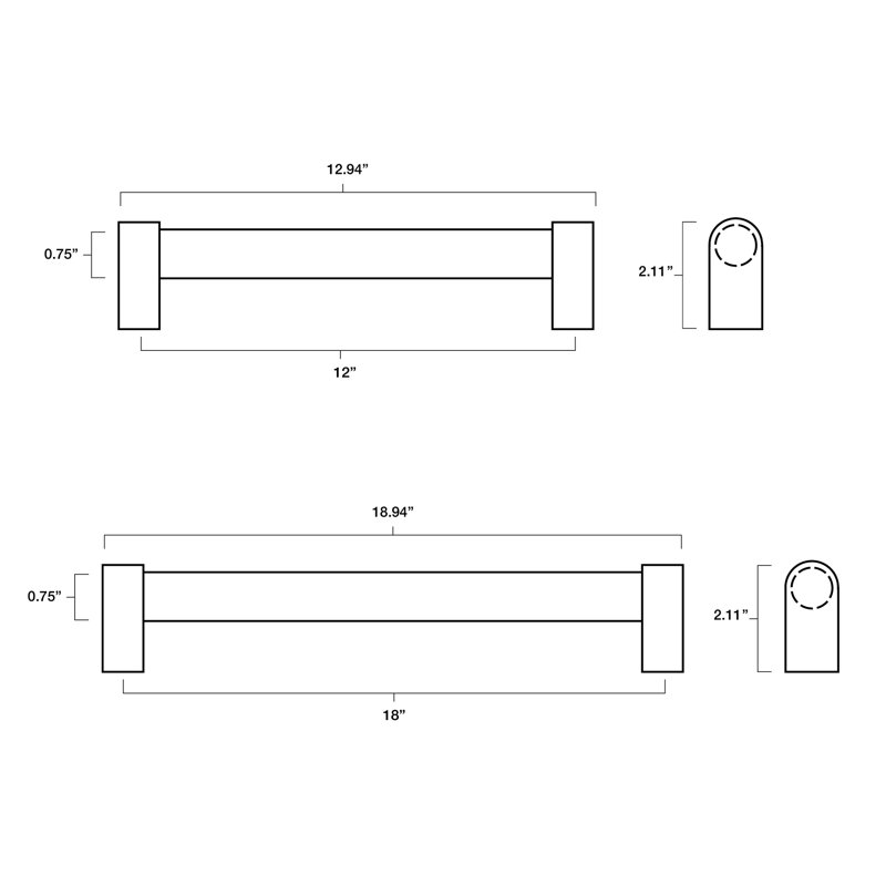 Clarity Acrylic Appliance Pull, 18", Satin Brass/Clear