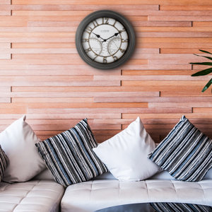 Waymire 19.7" Outdoor Quartz Clock with Temperature