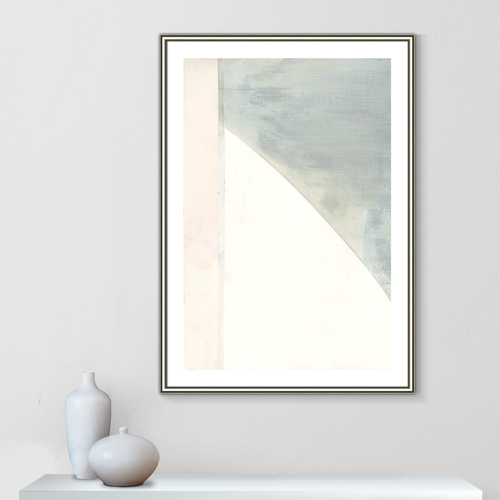 In Neutral I - Painting Print, Silver Framed Paper, 41.5" H x 29.5" W x 0.88" D