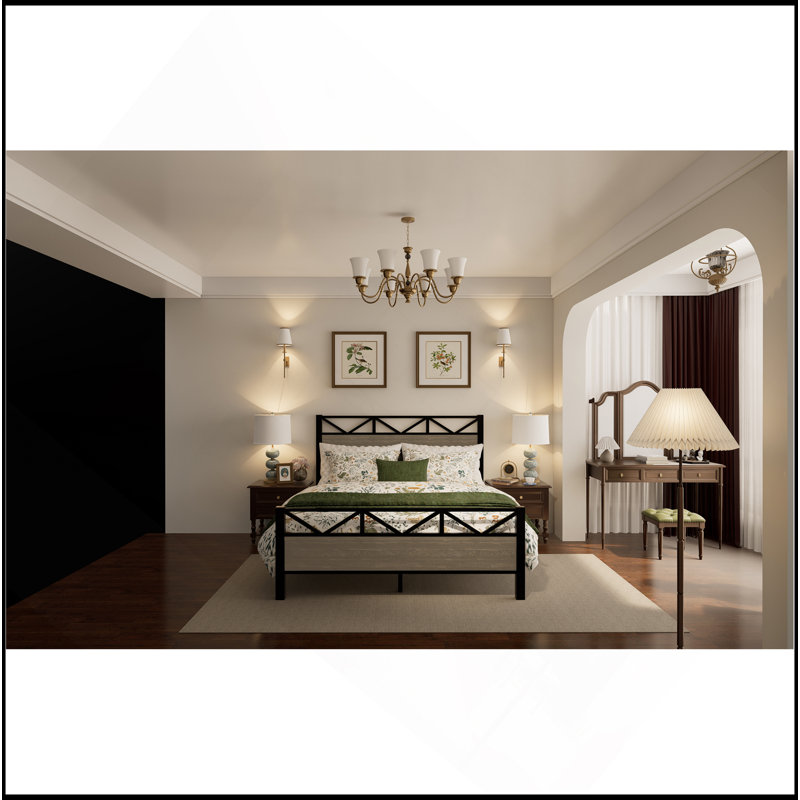 Full Size Bed Frame,Easy Assembly, Brown