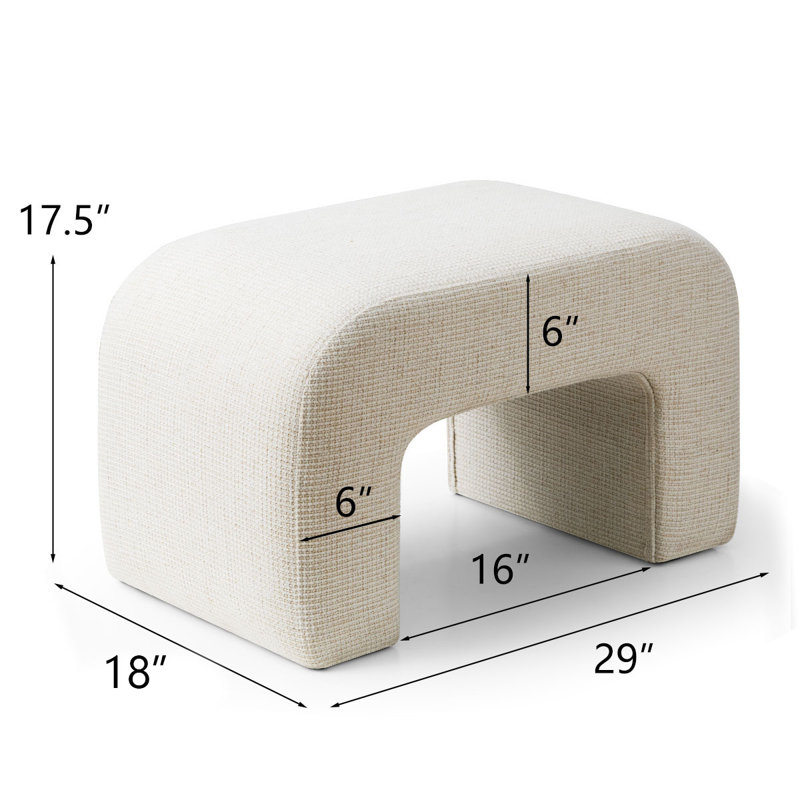 29" Upholstered Small Waterfall Bench, Beige