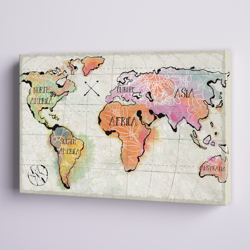 Continents mappés I Neutre, H 8 po x l 12 po