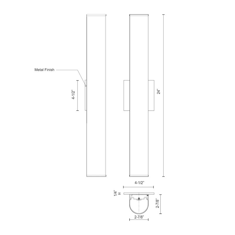 Longitude 1 - Light LED Bath Sconce, 31W, 4.5"H x 24"W x 3.13"D, 2400 Lumens