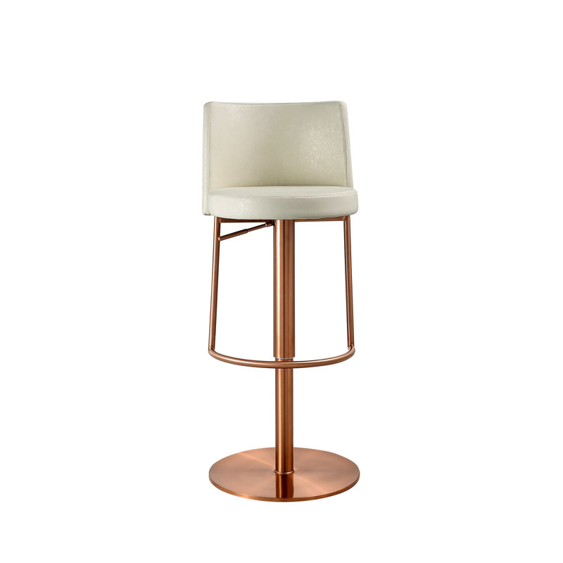Tabouret de bar pivotant à hauteur réglable Gianna, Or rose, Blanc rétro