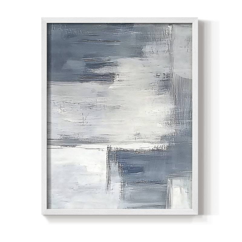 Abstrait, encadré, prêt à accrocher , H 10 po x l 8 po, Blanc