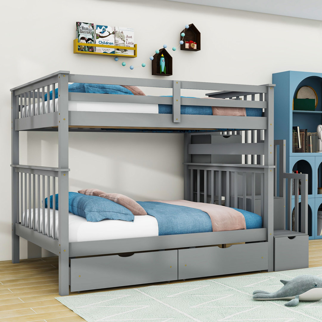 Emils Full Over Full 6 Drawer Standard Bunk Bed with Shelves by Harriet Bee Harriet Bee Bed Frame