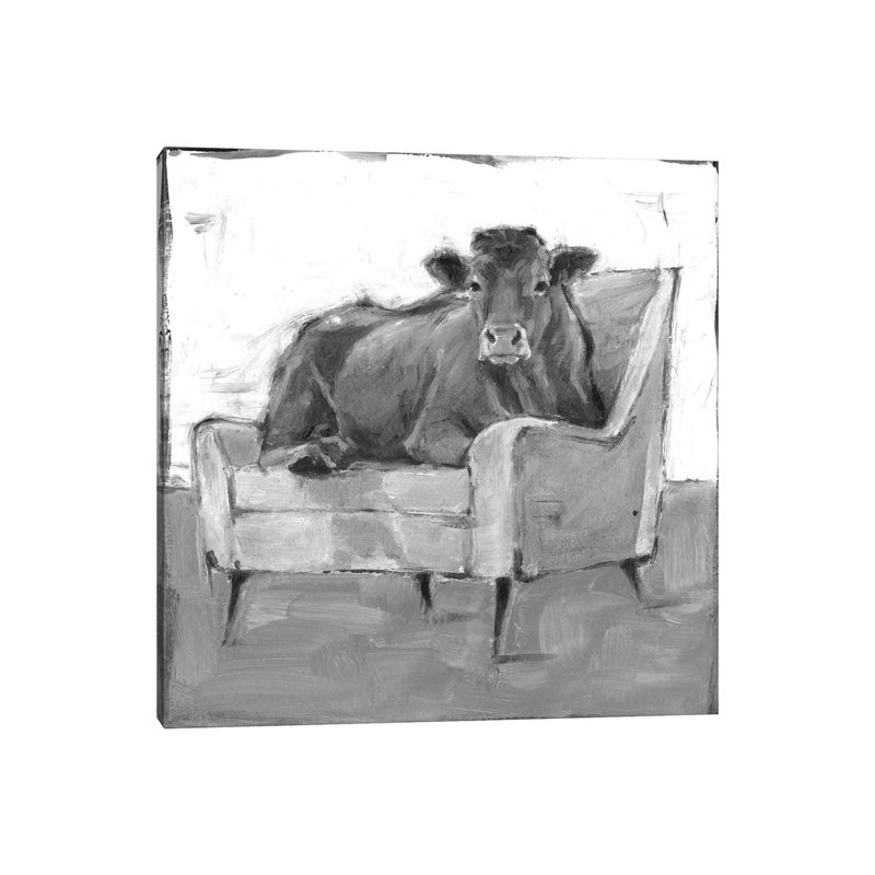 Moo-ving In IV - noir et blanc 6 pièces, H 12 po x l 12 po, Toile tendue