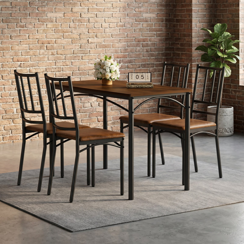 Ensemble de table de salle à manger, Brun / Noir, Brun
