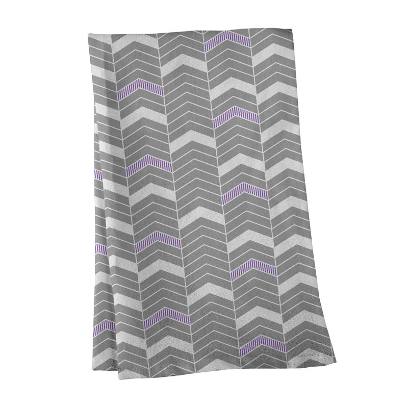 Stephenie Tea Towel Kitchen Towel, Gray/Purple, Cotton Twill