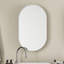 Armoire encastrée ovale 20 po x 34 po pour salle de bain - Cadre en métal avec miroir et tablettes réglables, fixation murale blanche-187154463