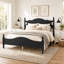 Base de lit plateforme en bois de style rétro avec support de lattes et tête de lit-1327758549-1327758548