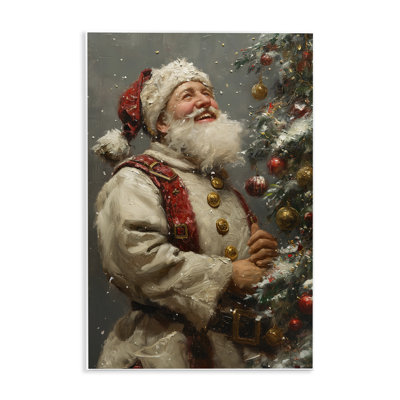 «Happy Santa & Tree», art mural sur bois par Imagine It Images