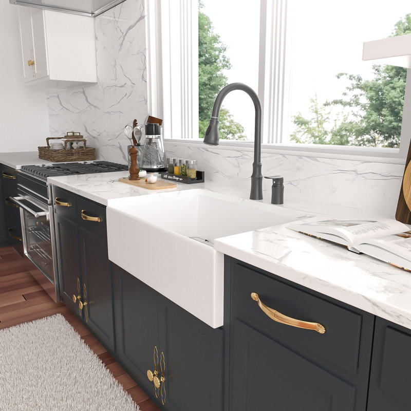 33" L X 18" W Single Bowl Ceramic Farmhouse / Apron Kitchen Sink