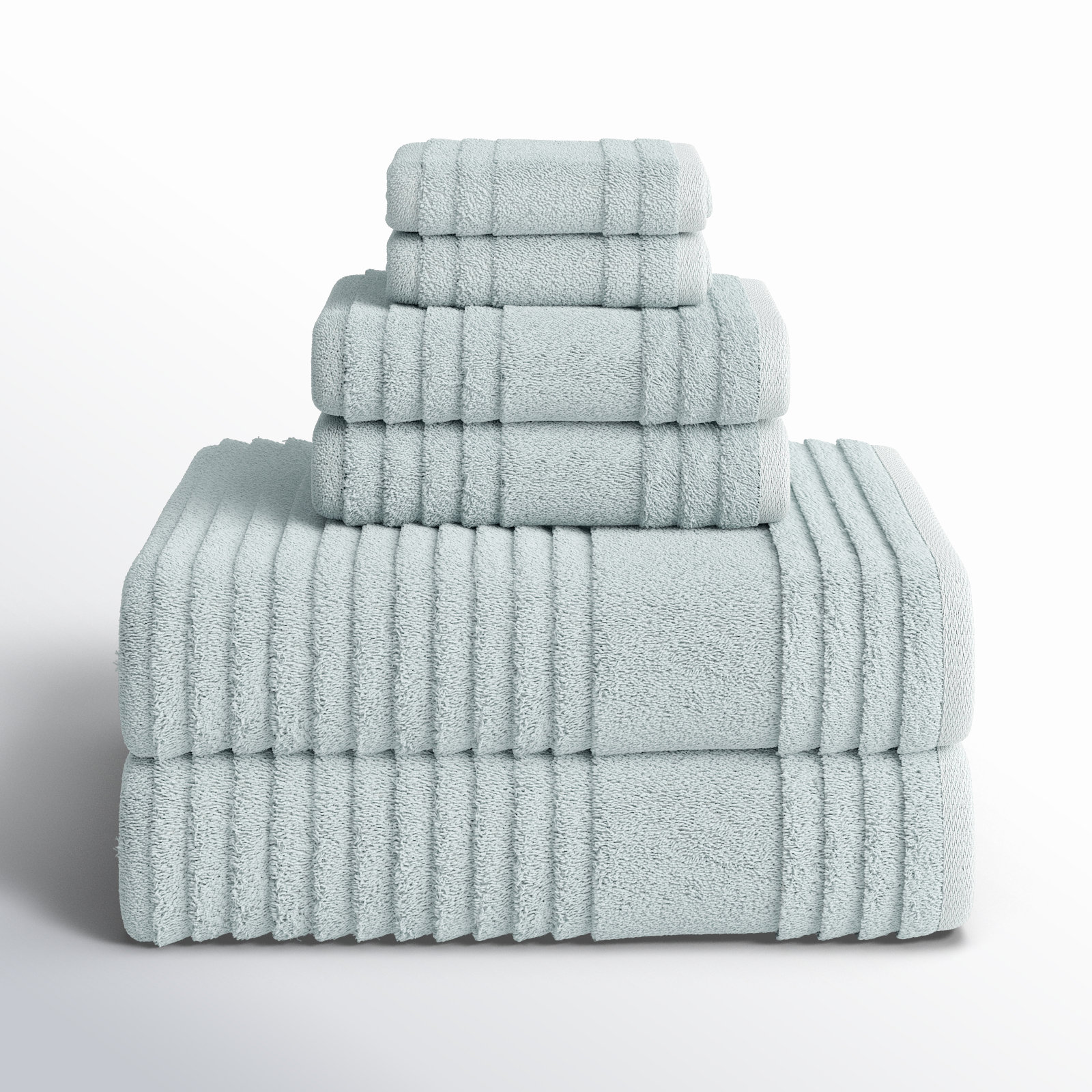 6 Piece Turkish Cotton Towel Set, Cielo