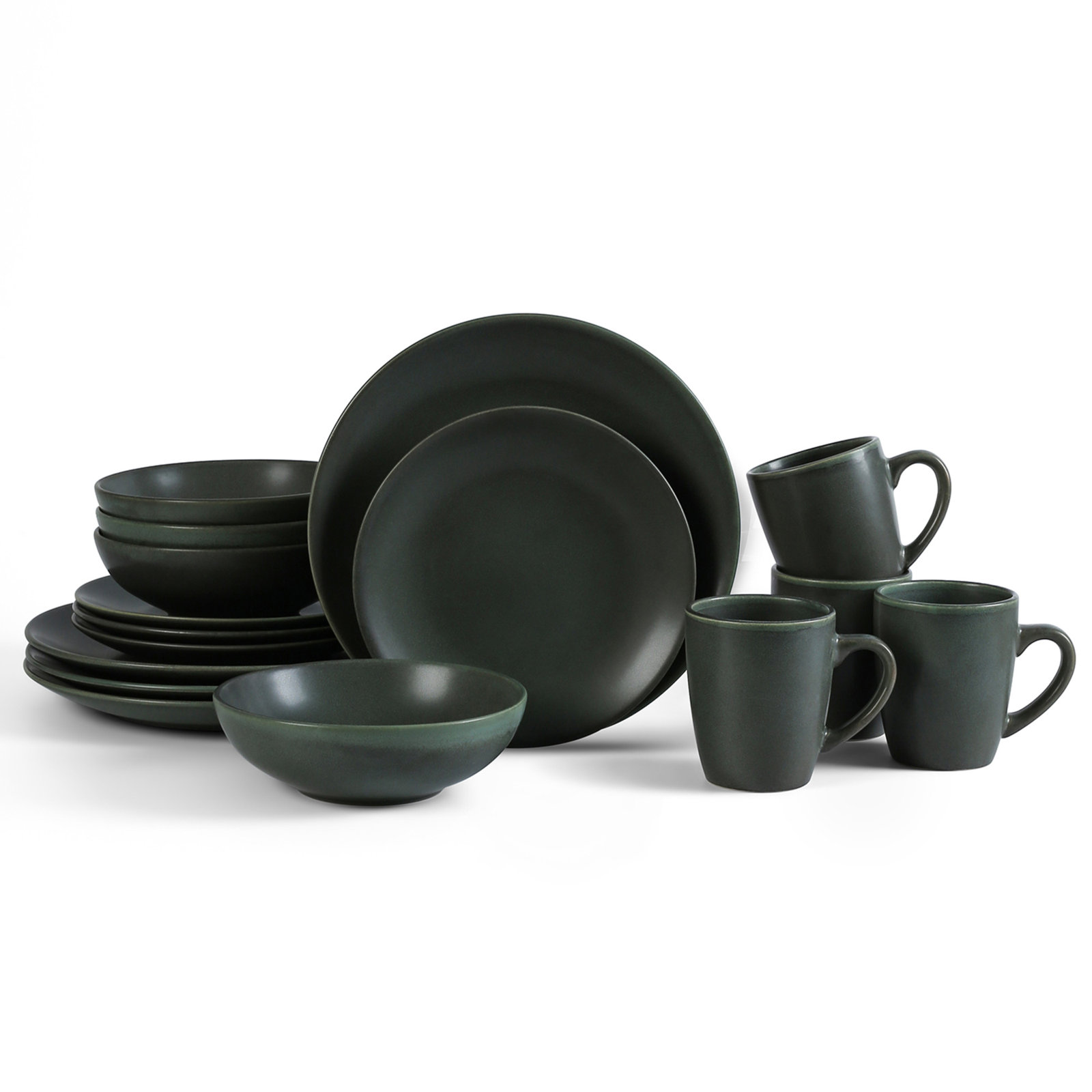 Stone 16-Piece Dinnerware Set Stoneware, Green