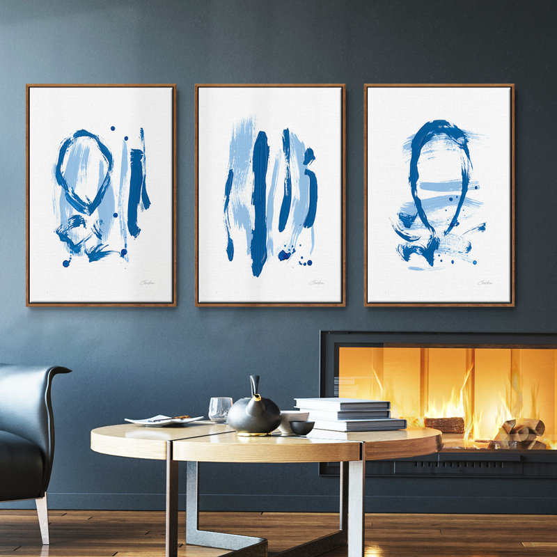 «Blue Breeze IV», ensemble de 3 reproductions de photos sur toiles, H 40 po x l 78 po, Noyer