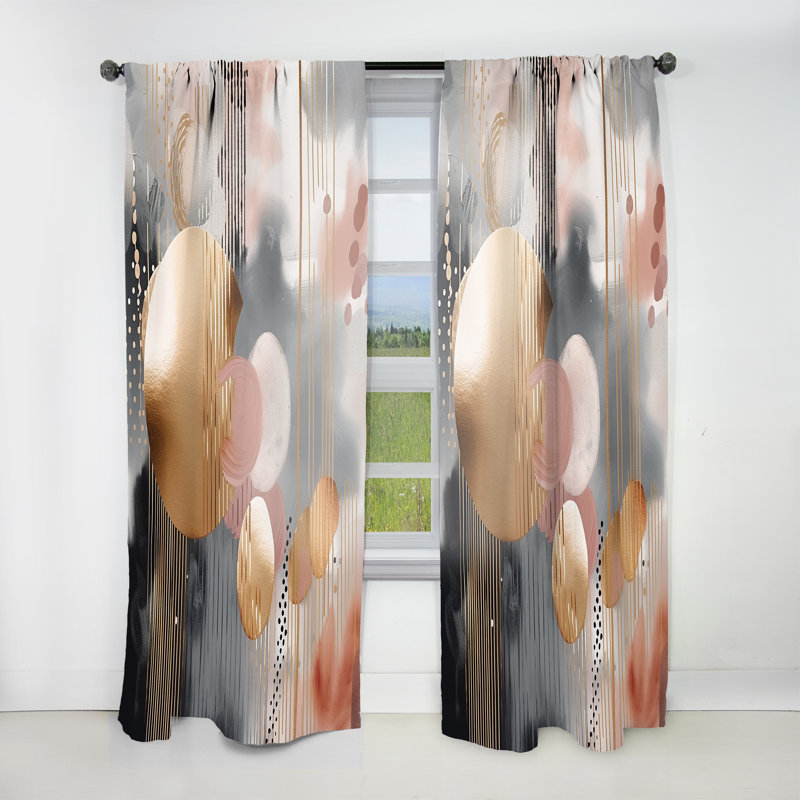 Doux couleurs formes et lignes Marbre I - Rideau de marbre abstrait - Velours obscurcissant - 1 panneau, L 52 po x L 84 po