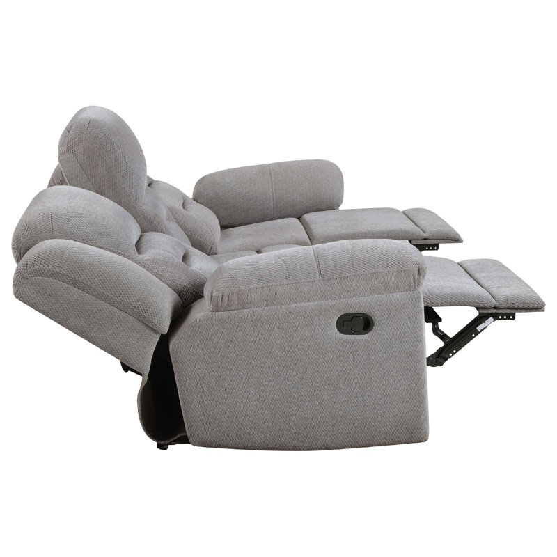 Ensemble de canapé inclinable manuel et causeuse 2 pièces Gilo, chenille gris doux