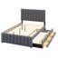 Lit plateforme double tapissier avec lit gigogne simple et 3 tiroirs