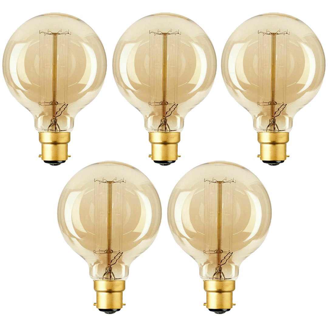 BA22d Dimmable Incandescent Vintage Edison Globe Light Bulb Amber