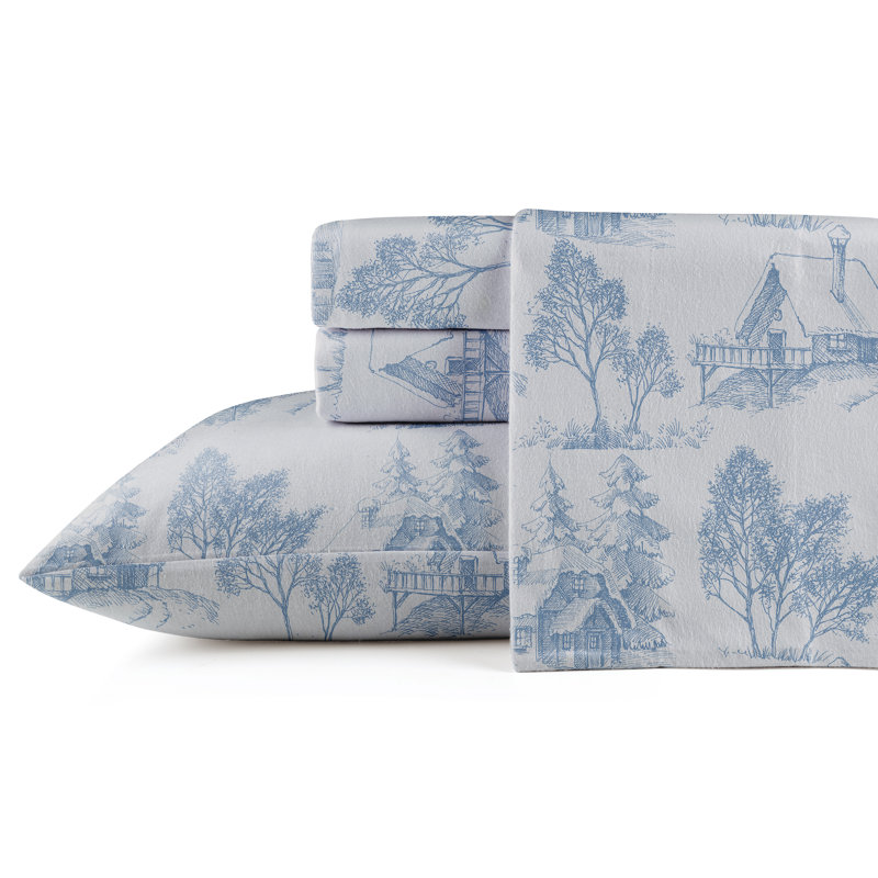 Pointehaven 180 GSM Printed Flannel 100% Cotton Deep Pocket Sheet Set, Full Sheet Set with 2 Pillowcases, Python