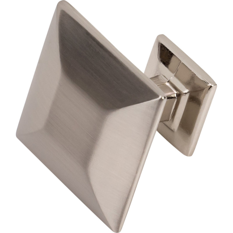 1 3/16" Length Square Knob, Brushed Satin Nickel