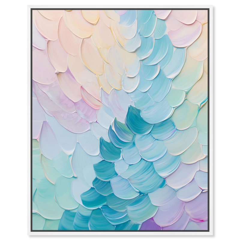«Mermaid Scales» par Art Remedy, H 21 po x l 17 po, Cadre flottant blanc