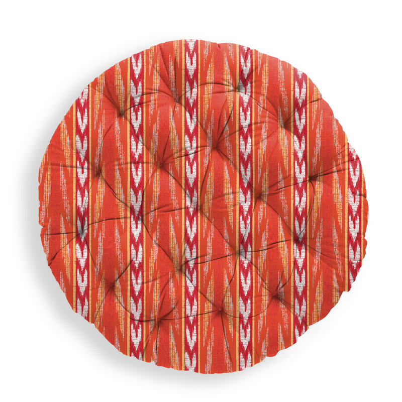 Sunbrella Outdoor 4'' Papasan Seat Cushion, Orange Ikat