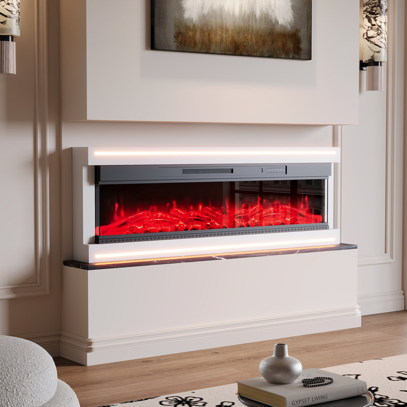 Belfry Heating White Electric Fireplace, 51.3cm H x 136.8cm W x 17cm D