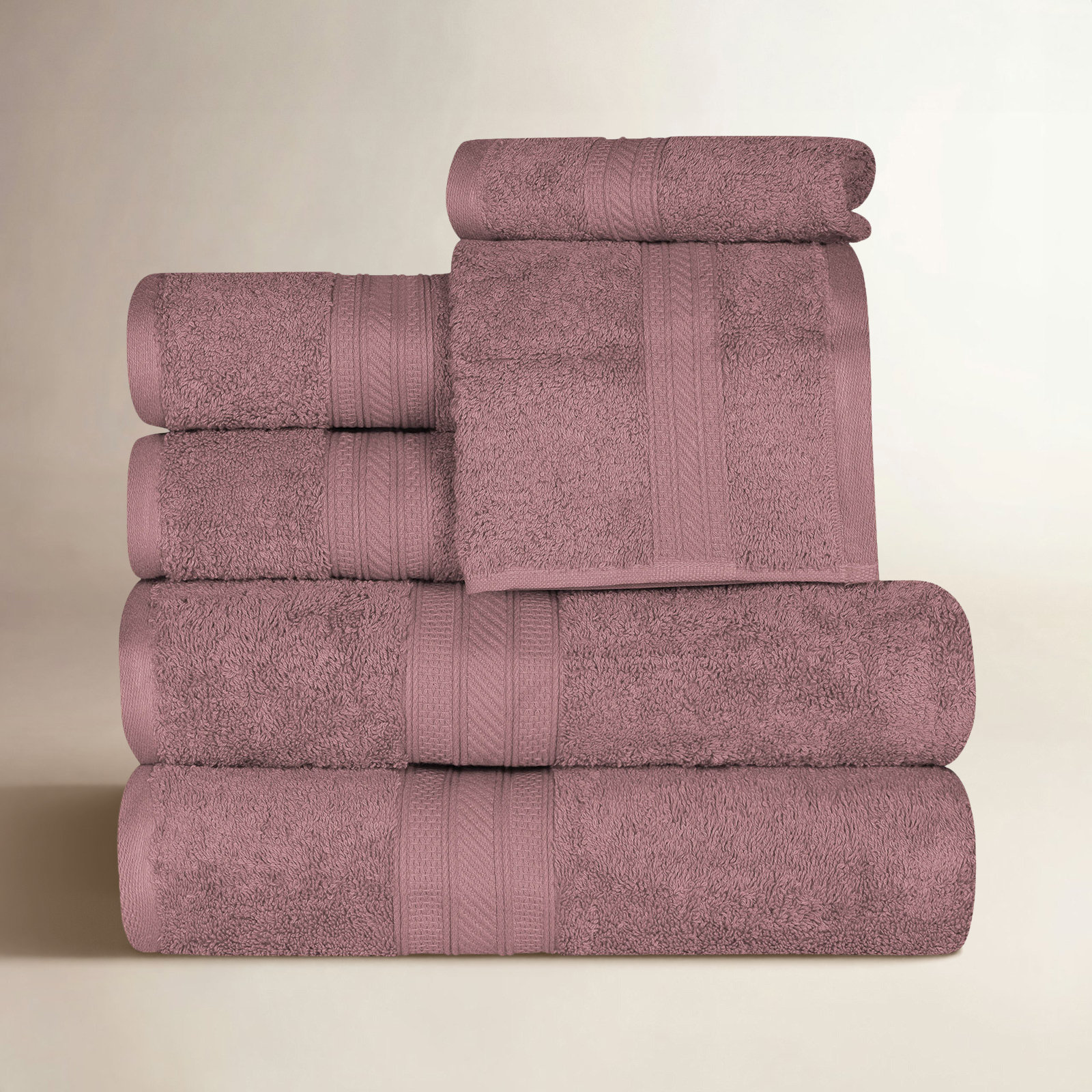 Glenlee 700GSM Long Staple Combed Cotton 6-Piece Towel Set, Grape Shake
