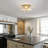 3-light Flush Mount Ceiling Light Fixture, Golden Close To Ceiling Light With Glass Shade