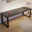 Bureau rectangulaire en bois massif noir-886443564