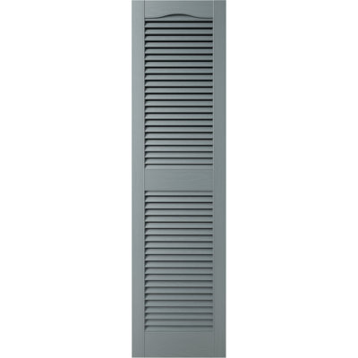 14.5 in. W x 43 in. H Builders Edge, Standard Cathedral Top Centre Mullion, Open Louvre Shutters, Includes Matching Installation Spikes (Per Pair)