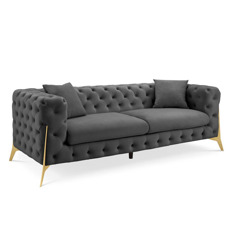 Sperryville 3 Seater Velvet Sofa, Grey