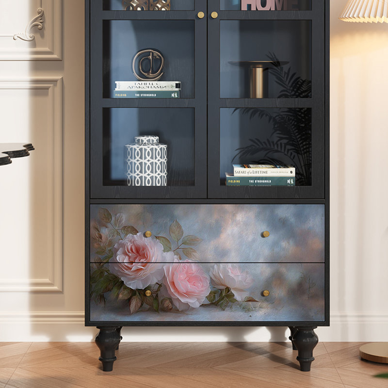 Vitrine en bois massif Floral