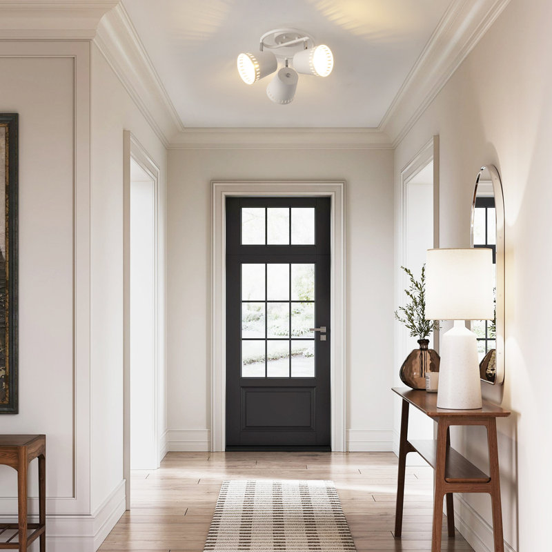 3-lamp matte white adjustable iron ceiling light