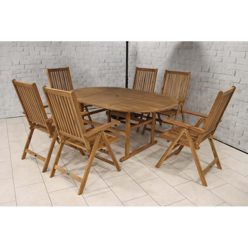 FSC 1 Turnbury 7pc Dining Set - Turnbury 120/180 x 120cm Extension Table with 6 Manhattan Recliner Chairs