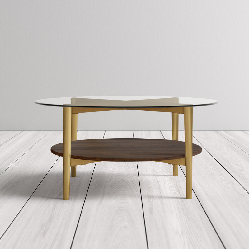 Otto Glass Top Single Coffee Table, Brown