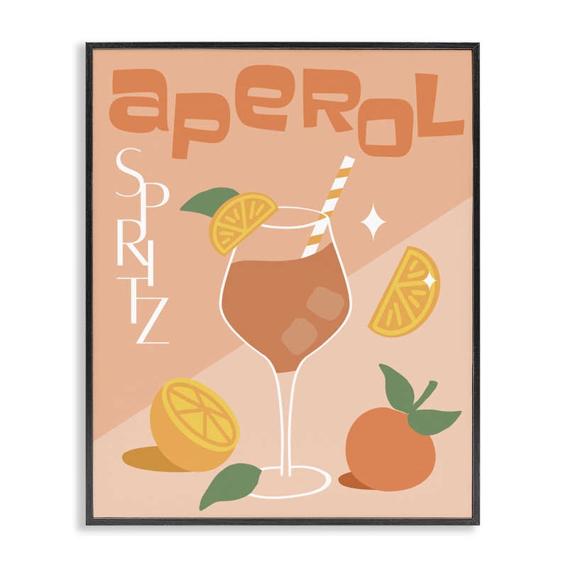 «Aperol Spirz», estampe numérique par Anna Quach, Giclée encadrée noir minuit, H 20 po x l 16 po
