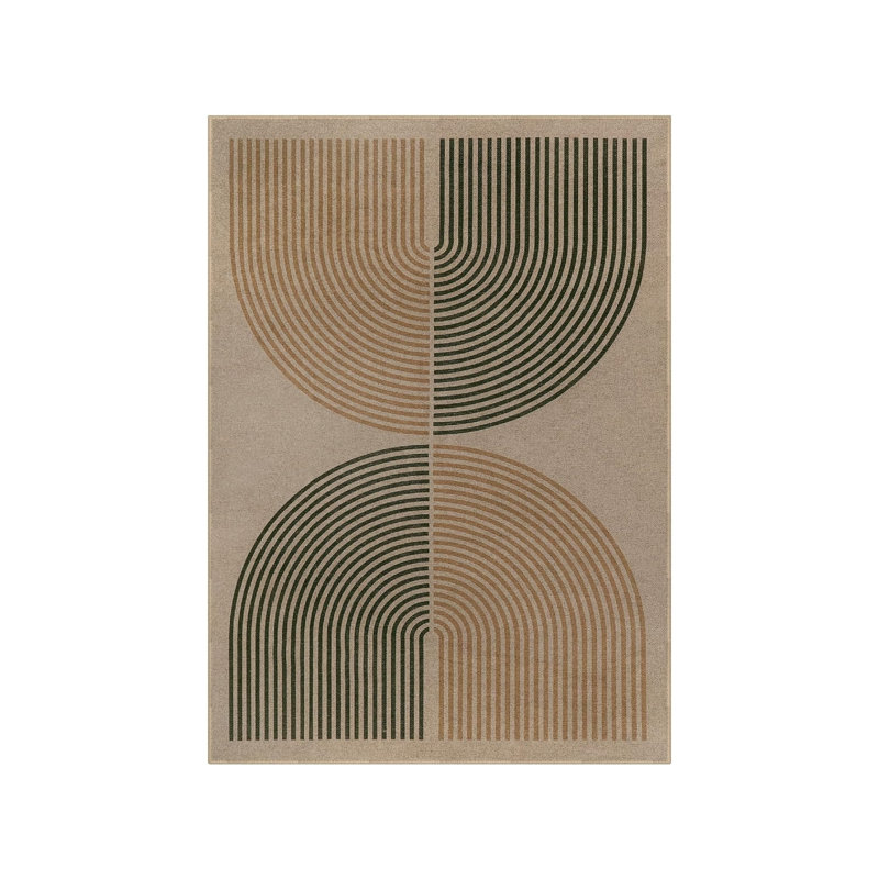 5 X 7 Ft Beige Green Arch Rug for Office Entryway, Beige/Green