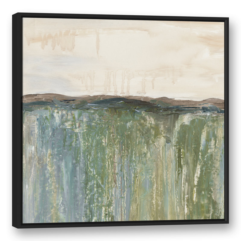 Champ d'herbe abstrait - peinture sur toile, Toile à cadre flottant noir, H 37,75 po x l 37,75 po x P 1,75 po