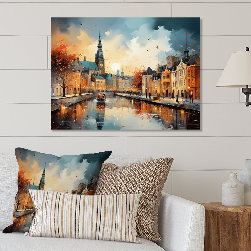 Danemark, paysage urbain symphonie II - impressions d'art mural en métal, H 30 po x l 40 po x P 1 po