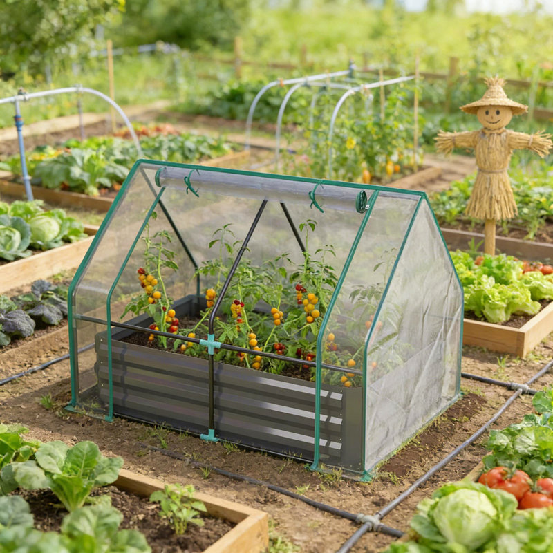 2-In-1 Raised Planter Greenhouse,Raised Garden Bed,Planter Raised Bed, Dark Gray