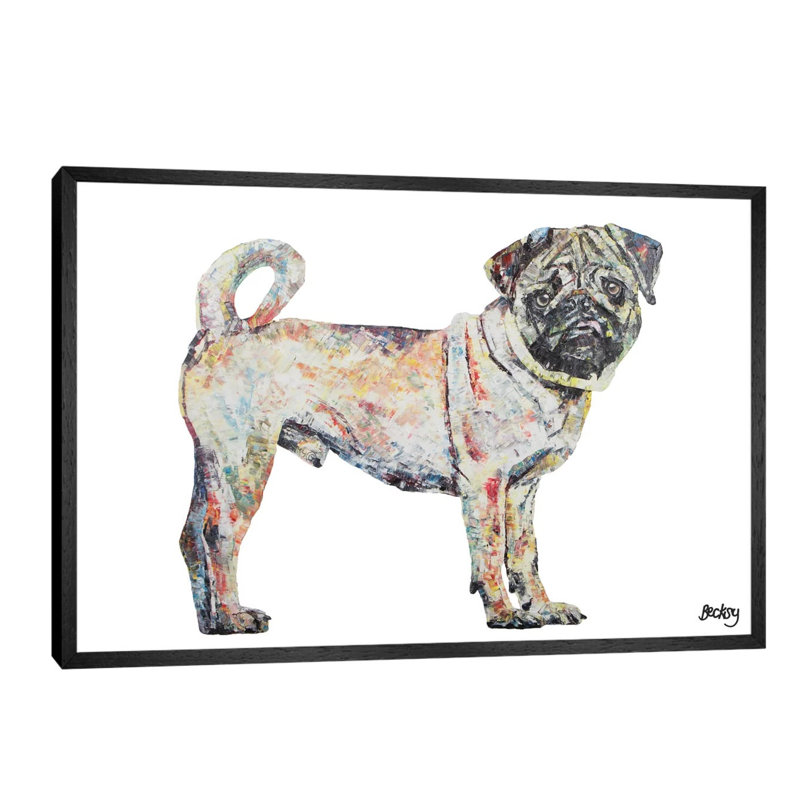 Pug by Becksy - Floater Frame Painting on Canvas, Black Framed, 66.04 cm H x 45.72 cm W