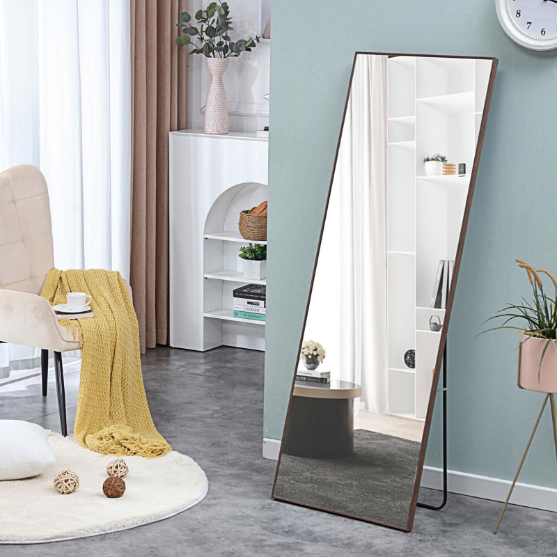 Miroir de plancher rectangulaire, Brun, 63 po x 19 po