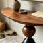 Console simple en bois massif semi-circulaire